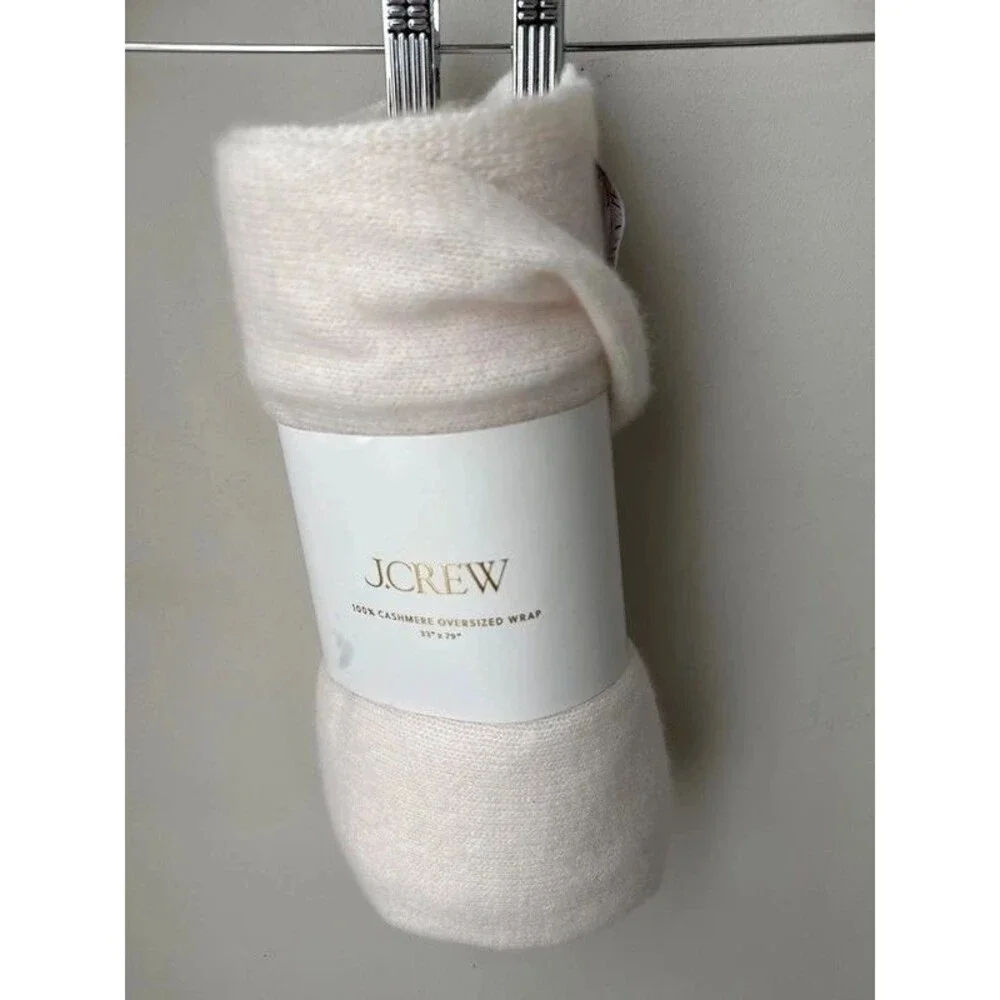 J.Crew 100% Cashmere Oversized Wrap Ivory 33” x 79”